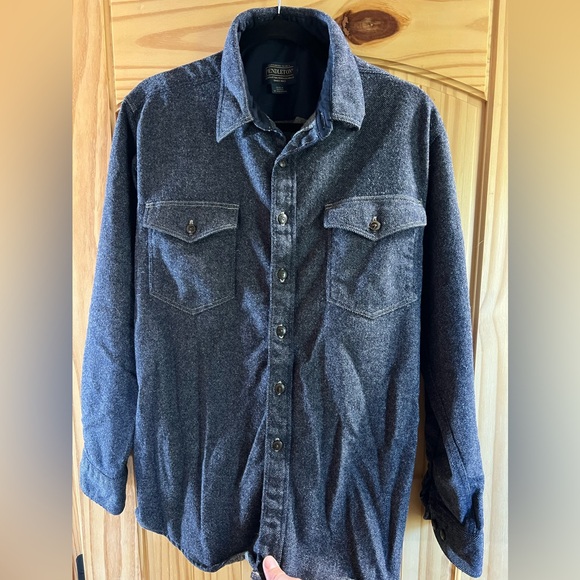 Pendleton wool button up, cascade, size, large, bluish gray, and good condition. - Picture 1 of 4